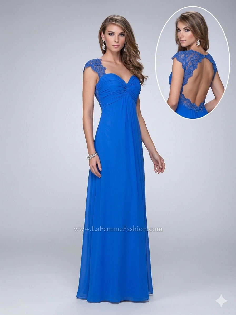 La Femme Nwt Uncut 20844 Prom Gown Royal Blue Open Back 2